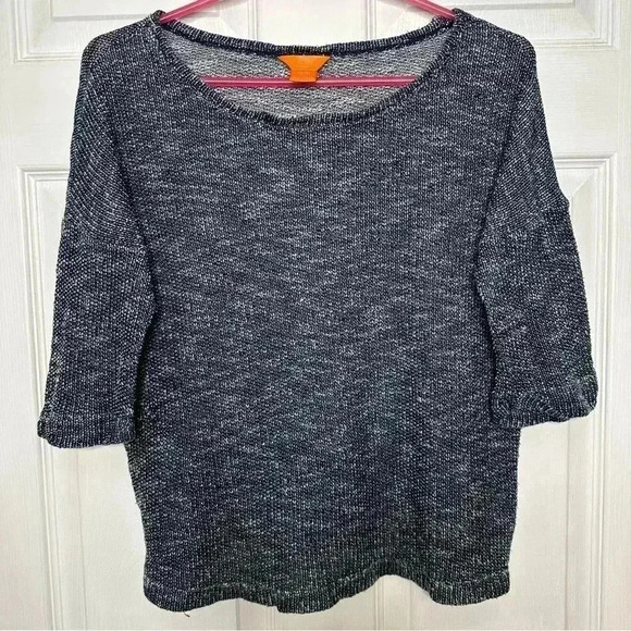 Joe Fresh  Knit Shirt 3/4 Sleeves Oversized Marled Blue & White Size Extra Small - Picture 1 of 16